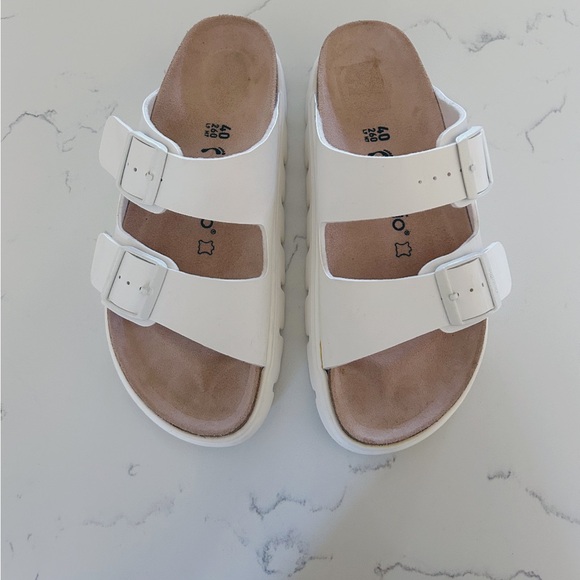 Anthropologie Shoes - Anthropologie White Chunky Leather Sandals